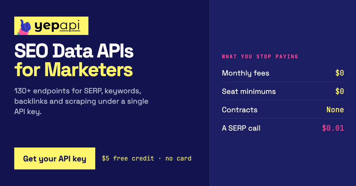 YepAPI - SEO Data APIs screenshot 1