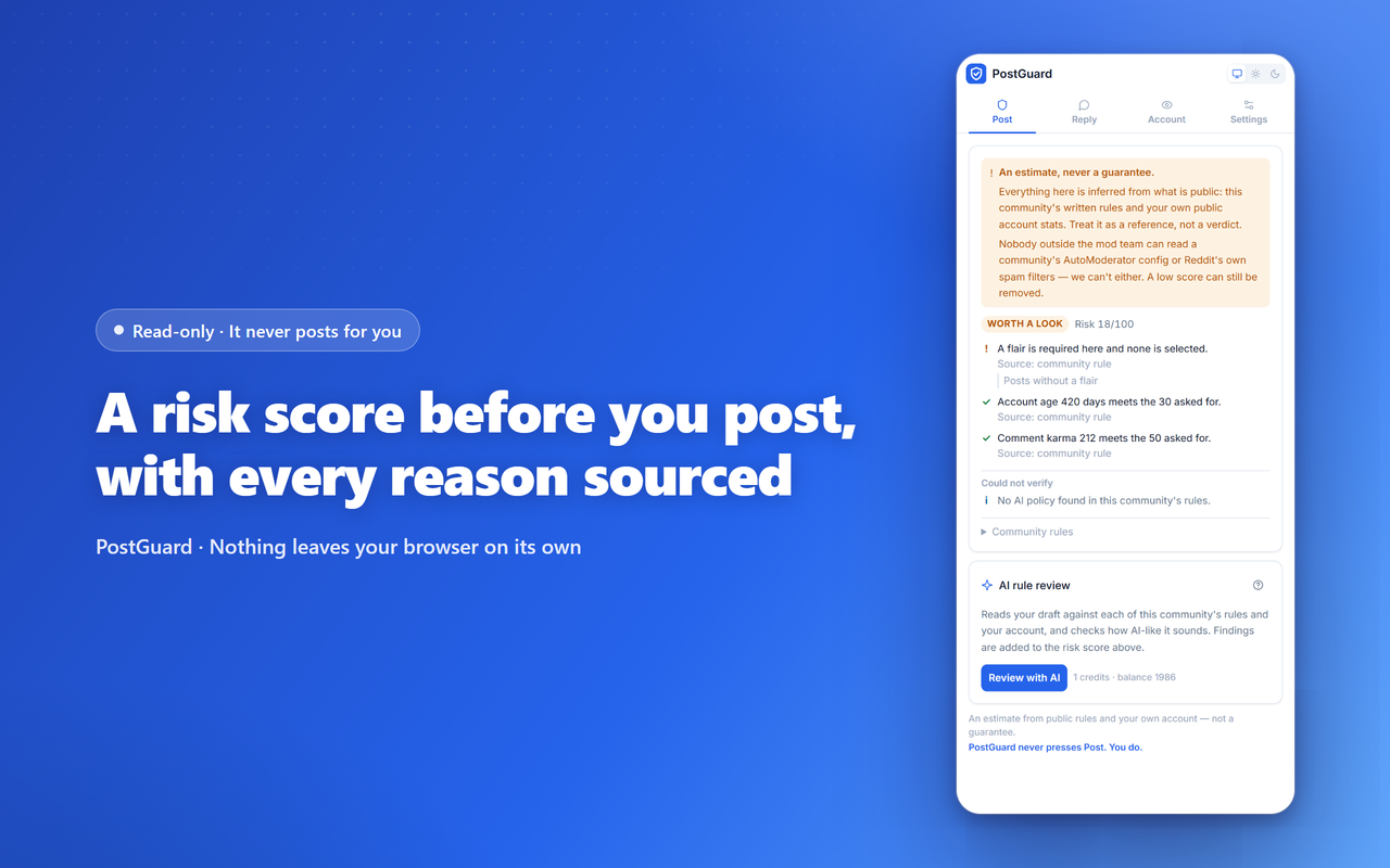 PostGuard for Reddit screenshot 1